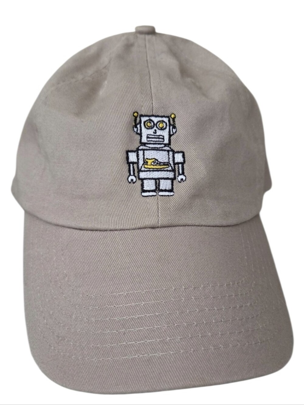 keen footwear dad hat beige tan cotton strapback cap embroidered robot mascot